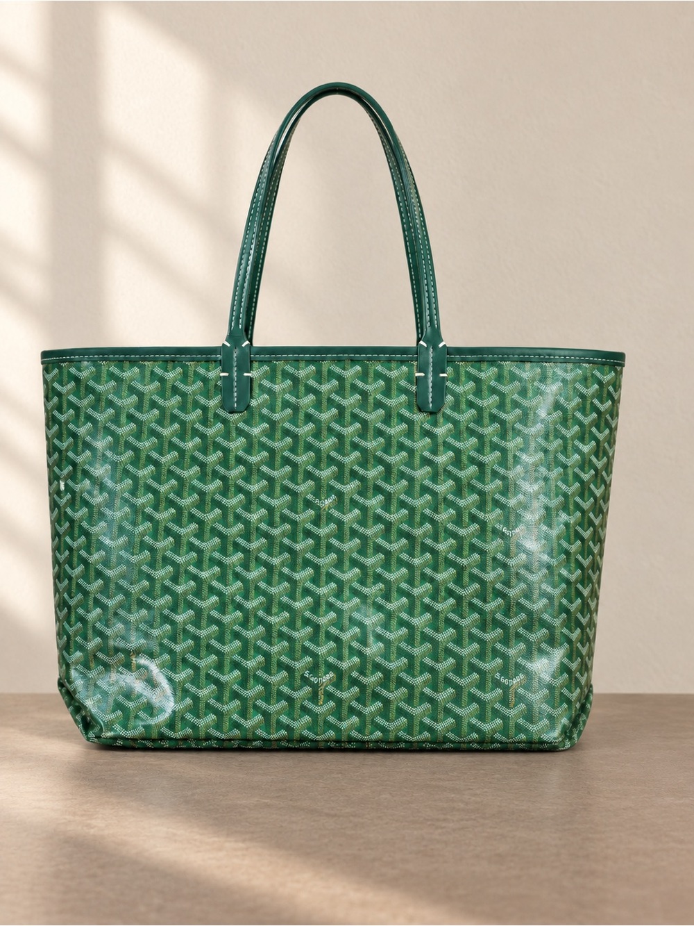 Goyard Green Chevron-Print St. Louis Tote